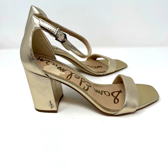 NEW Sam Edelman Daniella Gold Metallic Sandals 9.5 Leather Glam Coquette Party - Picture 3 of 11